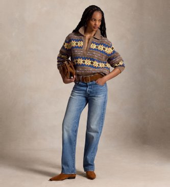 Polo Ralph Lauren Pull en laine à motif Fair Isle marron