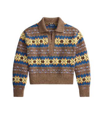 Polo Ralph Lauren Pull en laine à motif Fair Isle marron