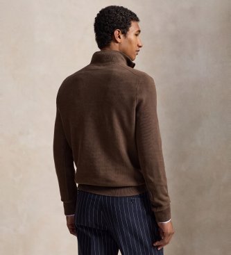 Polo Ralph Lauren Stickad tröja i piké och bomull brun