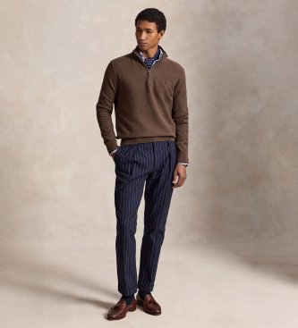 Polo Ralph Lauren Stickad tröja i piké och bomull brun