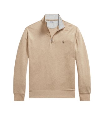 Polo Ralph Lauren Maglione a maglia con zip corta marrone