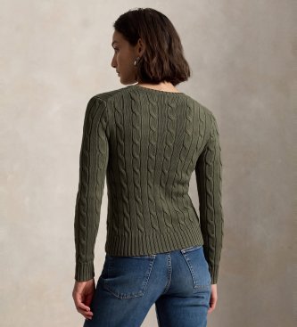 Polo Ralph Lauren Groene katoenen trui met kabelsteek