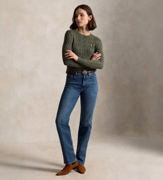 Polo Ralph Lauren Groene katoenen trui met kabelsteek
