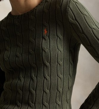 Polo Ralph Lauren Groene katoenen trui met kabelsteek