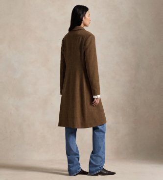Polo Ralph Lauren Brown herringbone wool blend coat