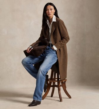 Polo Ralph Lauren Brown herringbone wool blend coat