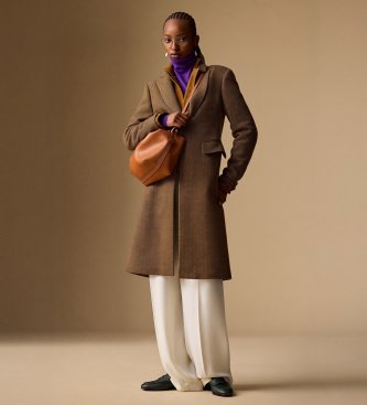 Polo Ralph Lauren Brown herringbone wool blend coat