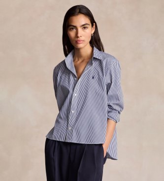 Polo Ralph Lauren Chemise coupe recadrée en coton à rayures bleu