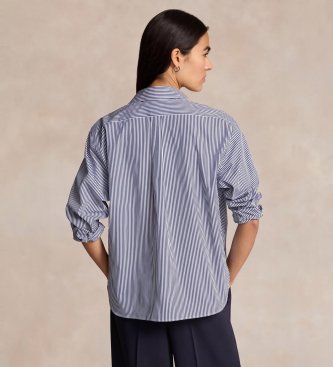 Polo Ralph Lauren Chemise coupe recadrée en coton à rayures bleu