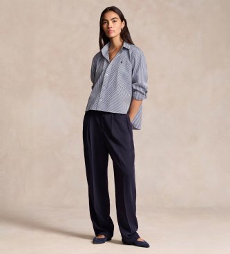 Polo Ralph Lauren Chemise coupe recadrée en coton à rayures bleu