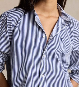 Polo Ralph Lauren Chemise coupe recadrée en coton à rayures bleu