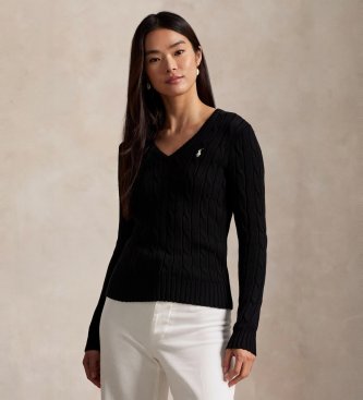 Polo Ralph Lauren Katoenen trui in kabelbreisteek zwart