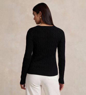 Polo Ralph Lauren Katoenen trui in kabelbreisteek zwart