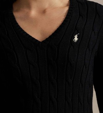 Polo Ralph Lauren Katoenen trui in kabelbreisteek zwart