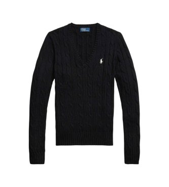 Polo Ralph Lauren Katoenen trui in kabelbreisteek zwart