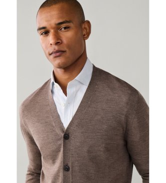 Hackett London Cardigan Ess Merino taupe