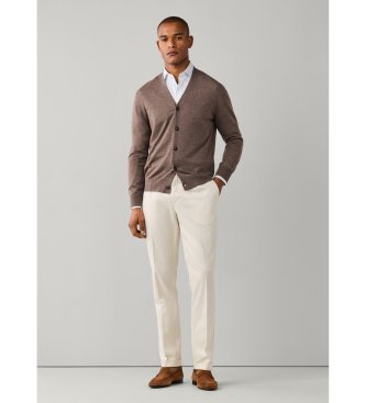 Hackett London Cardigan Ess Merino taupe