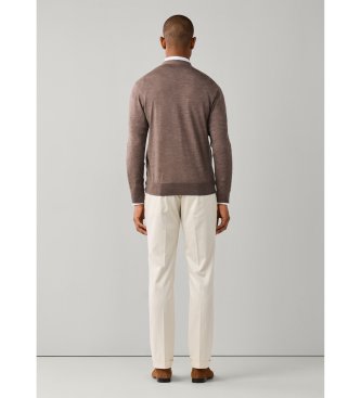 Hackett London Cardigan Ess Merino taupe