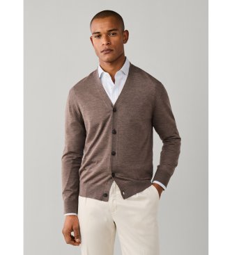 Hackett London Cardigan Ess Merino taupe
