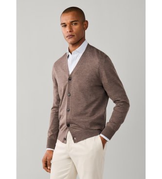 Hackett London Cardigan Ess Merino taupe