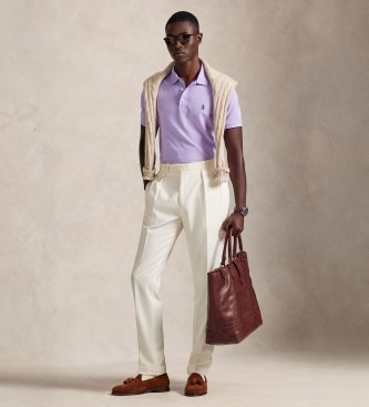 Polo Ralph Lauren Polo piqué elastyczne Custom Slim Fit liliowe