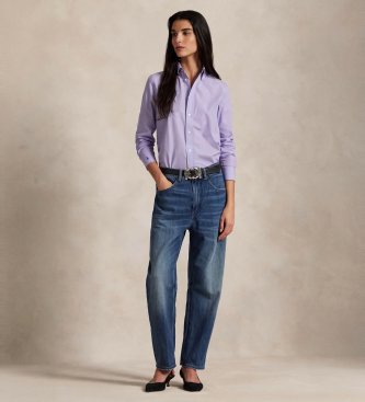 Polo Ralph Lauren Lilla skjorte i elastisk fil-à-fil bomuld