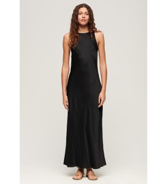 Superdry Vestido midi de cetim preto
