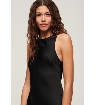 Superdry Vestido midi de cetim preto