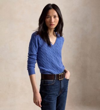 Polo Ralph Lauren Blauwe kasjmier- en wollen trui