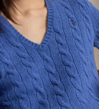 Polo Ralph Lauren Blauwe kasjmier- en wollen trui