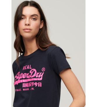 Superdry Grafisk neon-t-shirt med tætsiddende pasform sort