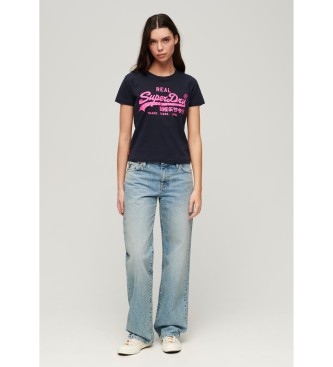 Superdry Grafisk neon-t-shirt med tætsiddende pasform sort