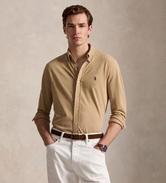 Polo Ralph Lauren Camicia in piqué ultraleggero beige