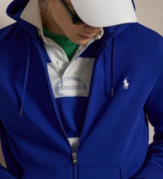 Polo Ralph Lauren Sweatshirt i dobbeltstrik med lynlås, blå