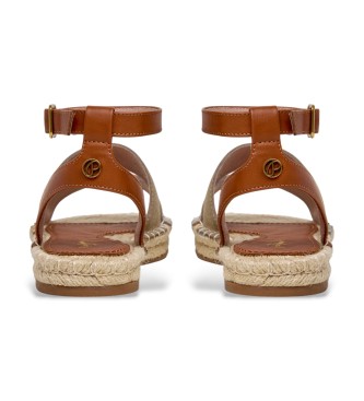 Pepe Jeans Khaki green Auri Street leather sandals