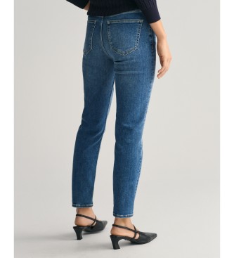Gant Jeansy Slim Fit do kostki niebieskie
