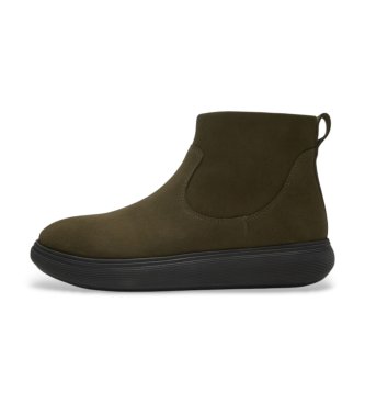 Fitflop Iq-Comff læder-støvletter med lynlås olivengrøn