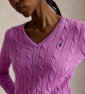 Polo Ralph Lauren Camisola de algodão em ponto de tranças rosa