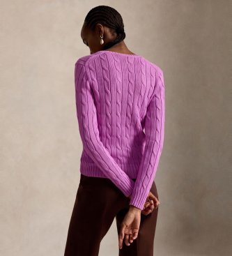 Polo Ralph Lauren Camisola de algodão em ponto de tranças rosa