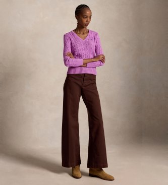Polo Ralph Lauren Camisola de algodão em ponto de tranças rosa