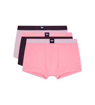 Emporio Armani Kit 3 Cuecas Boxer rosa, grená
