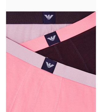 Emporio Armani Kit 3 Cuecas Boxer rosa, grená