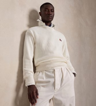 Polo Ralph Lauren Pull en coton Relaxed Fit brodé blanc