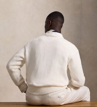 Polo Ralph Lauren Pull en coton Relaxed Fit brodé blanc