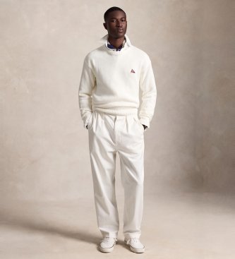 Polo Ralph Lauren Pull en coton Relaxed Fit brodé blanc
