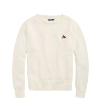 Polo Ralph Lauren Pull en coton Relaxed Fit brodé blanc