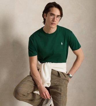 Polo Ralph Lauren T-shirt en maille Custom Slim Fit vert foncé