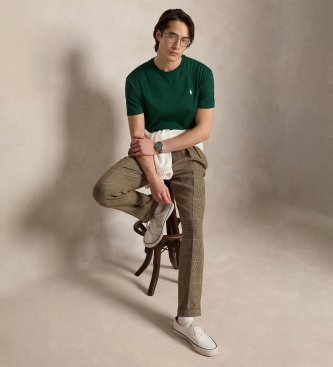 Polo Ralph Lauren T-shirt en maille Custom Slim Fit vert foncé