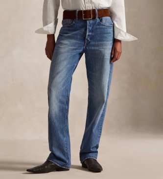 Polo Ralph Lauren Jeansy z wysokim stanem Relaxed Straight Fit niebieskie
