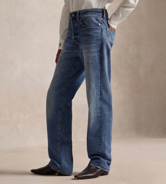Polo Ralph Lauren Jeansy z wysokim stanem Relaxed Straight Fit niebieskie